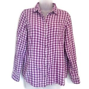 Vintage L.L. Bean Purple Gingham Long Sleeve Button Down Shirt - Women's Size S